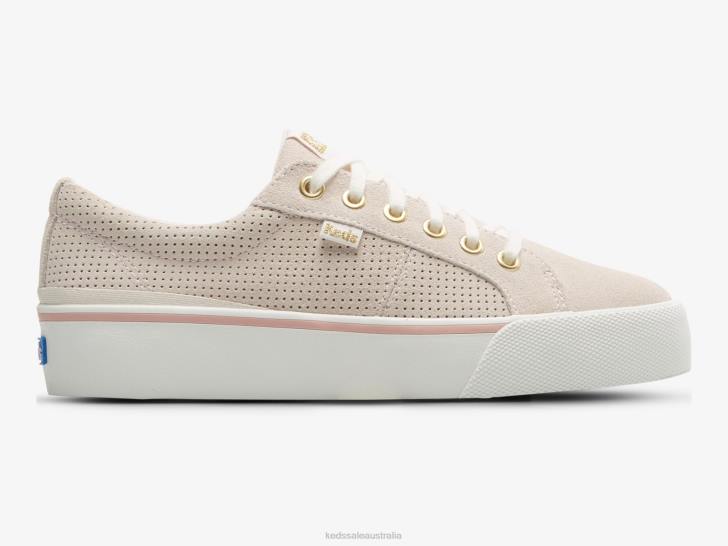 Keds Women JPZZ196 Light Pink Jump Kick Duo Perf Suede Sneaker