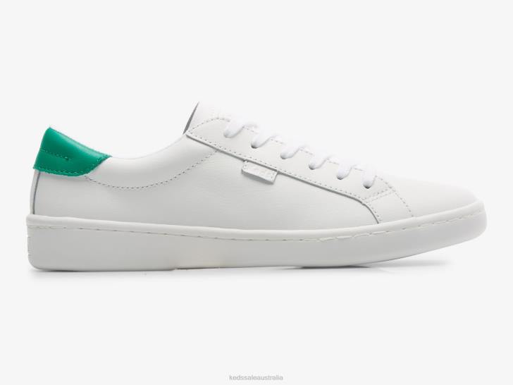 Keds Women JPZZ197 White Green Ace Leather Sneaker